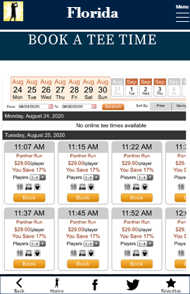 GolfDay_App_Florida_Booking_Screen